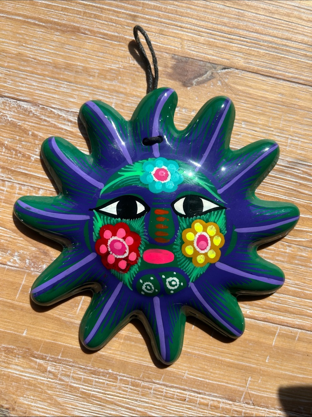 Mexican Folk Art Sun Hand Painted Wall Decor